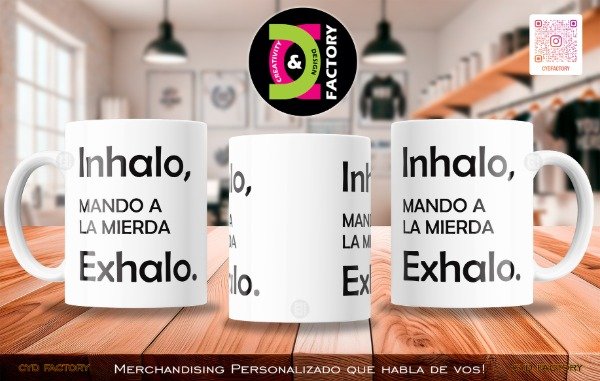 Producto - Taza Meme - Inhalo, mando a la mierda, exhalo - TZ-RT-BL-11OZ-241-MEM-VIO