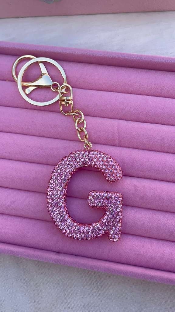 Producto - Llavero inicial brillante "G" rosa