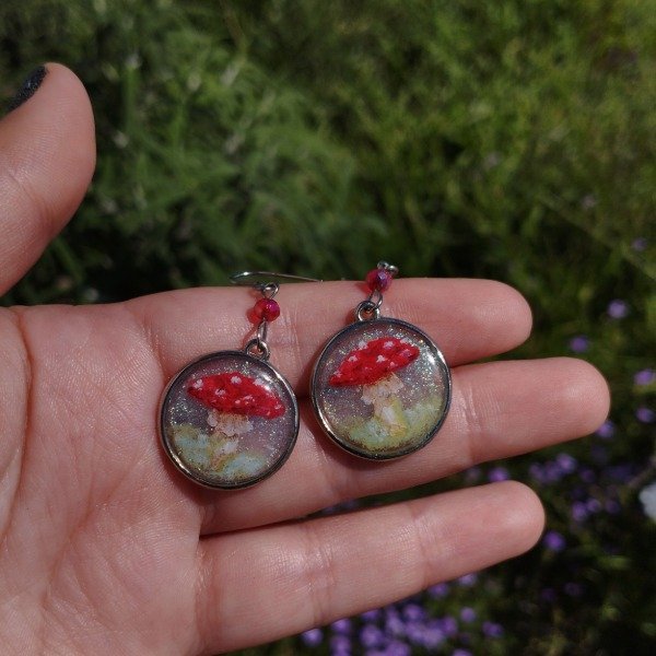 Producto - Aros pintados a mano amanita