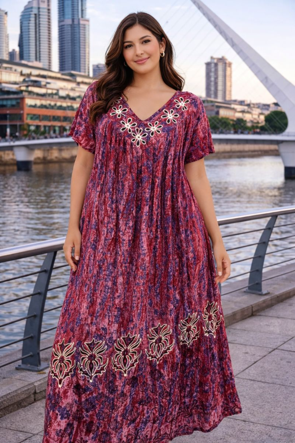 Producto - Vestido India Amplio Muy Fresco Rosa con Azul Transferencia Promo 28.900