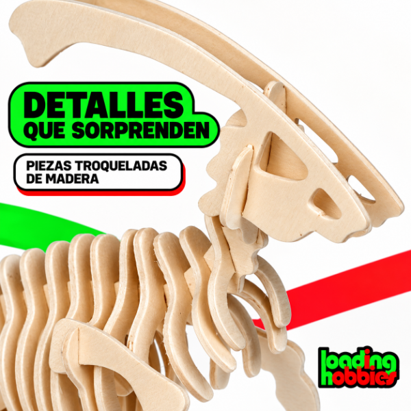 Producto - Dinosaurio Parasaurolophus En Madera Rompecabeza 3d De Encastre J003 - 1