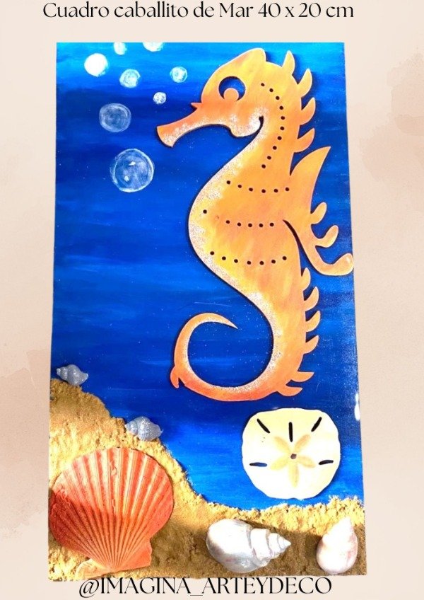 Producto - Cuadro Decorativo Caballito de Mar con Relieve