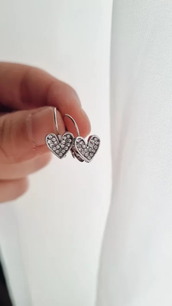 Producto - Aros corazón con strass blanco brisura Aq