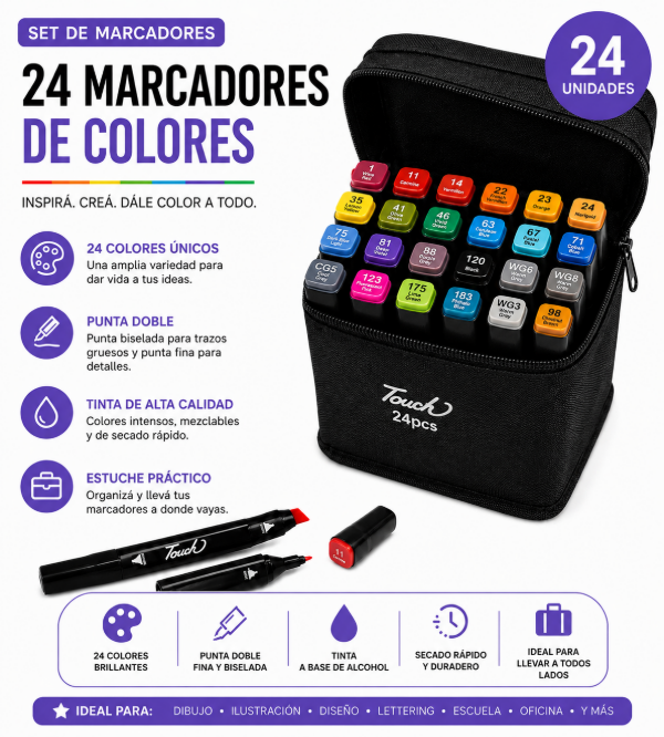 Producto - Marcadores 24 colores doble punta