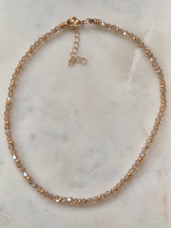 Producto - Collar cristal ámbar y dorado