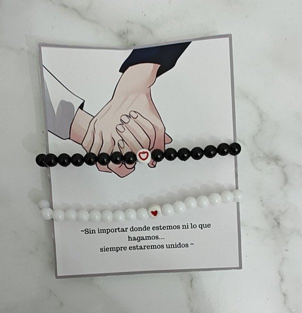 Producto - Pulseras para compartir Parejas con dijes corazón