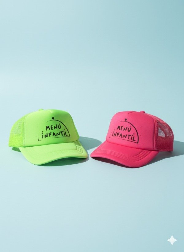 Producto - Gorras "Verde y Rosa Flúor". Talle 0 a 7 años aprox.