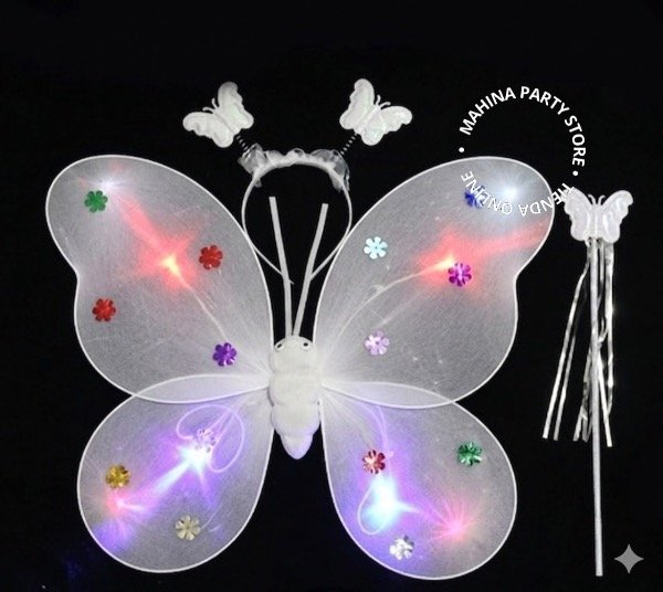 Producto - Set alas de Mariposas blanco 3 piezas con luces
