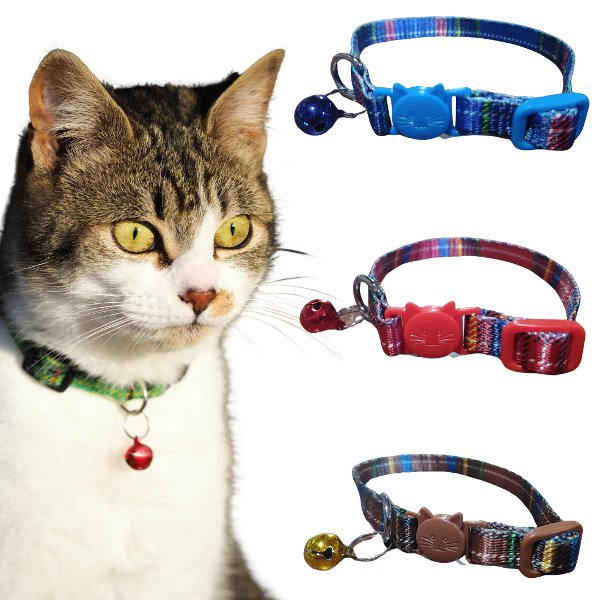 Producto - Collar Para Gatos Con Cascabel Sonoro Broche Click Ajustable escoces - 0