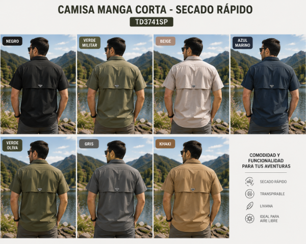 Camisa Trekking Mangas Cortas Elt 3741 Azul Marino — imagen 5