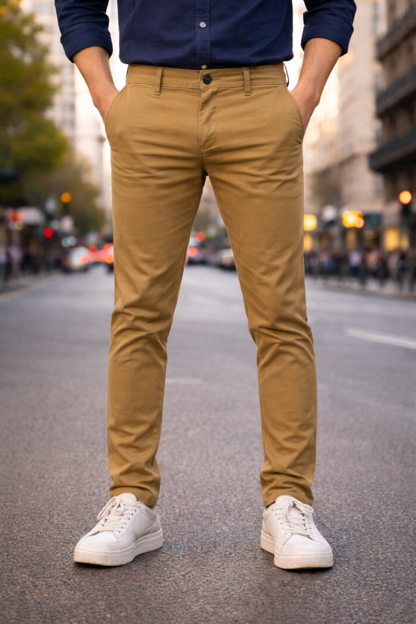 Producto - Pantalón Hombre de Gabardina Elastizado Chino - Camel