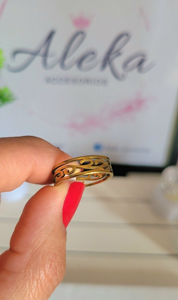 Producto - Anillo guardas(talle18) de acero dorado - 1