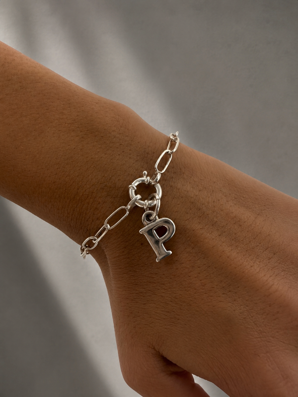 Producto - Pulsera rolo forcet con inicial Plata 925