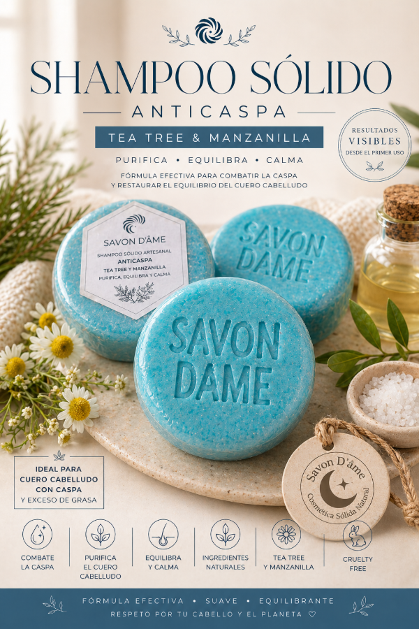 Producto - Shampoo Sólido  Anticaspa  (Tea Tree y Manzanilla)