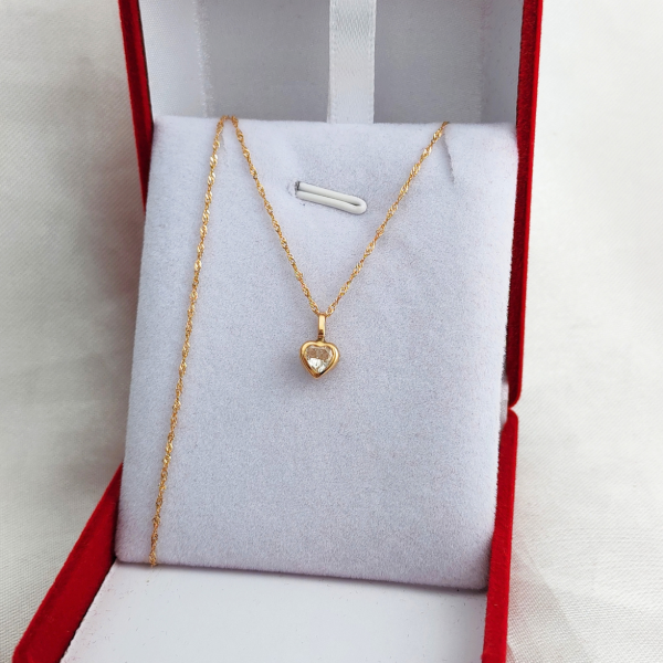 Producto - Conjunto Cadena y dije Punto de luz Corazón Blanco 5mm oro 18kt - 5