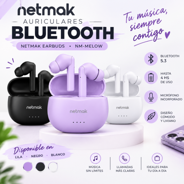 Producto - AURICULAR BT NETMAK EARBUDS NM-MELOW
