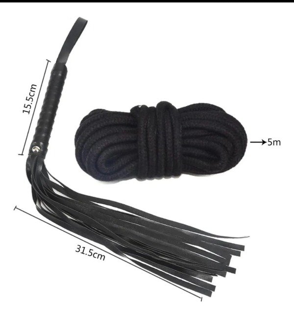 Producto - KIT BONDAGE ROJO 8 PIEZAS LATIGO ANTIFAZ MORDAZA ESPOSAS BDSM - 3