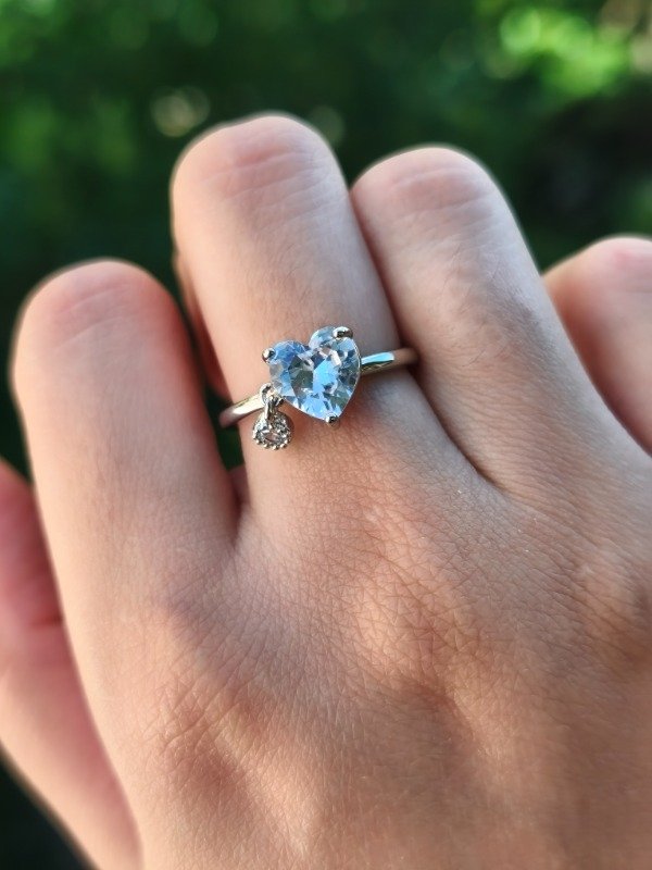 Producto - Anillo Plateado corazón con strass colgante - 3