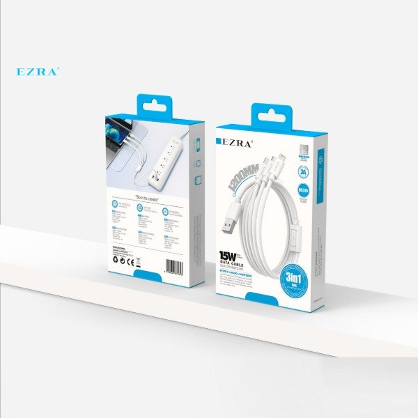 Producto - Cables 3en1 Engomado de 15W 2A 1200MM Type C + Micro + LighTning DC379.