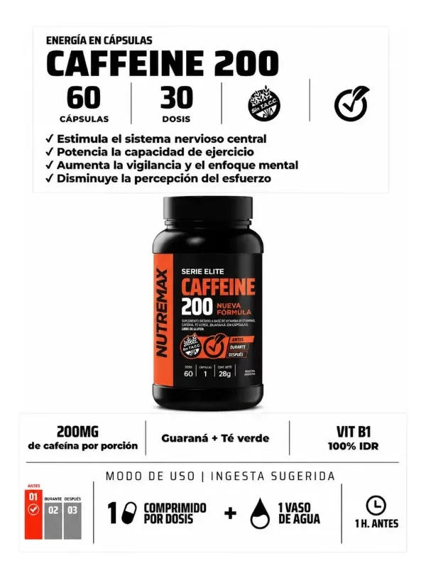 Producto - Caffeine 200 NUTREMAX capsulas - 1