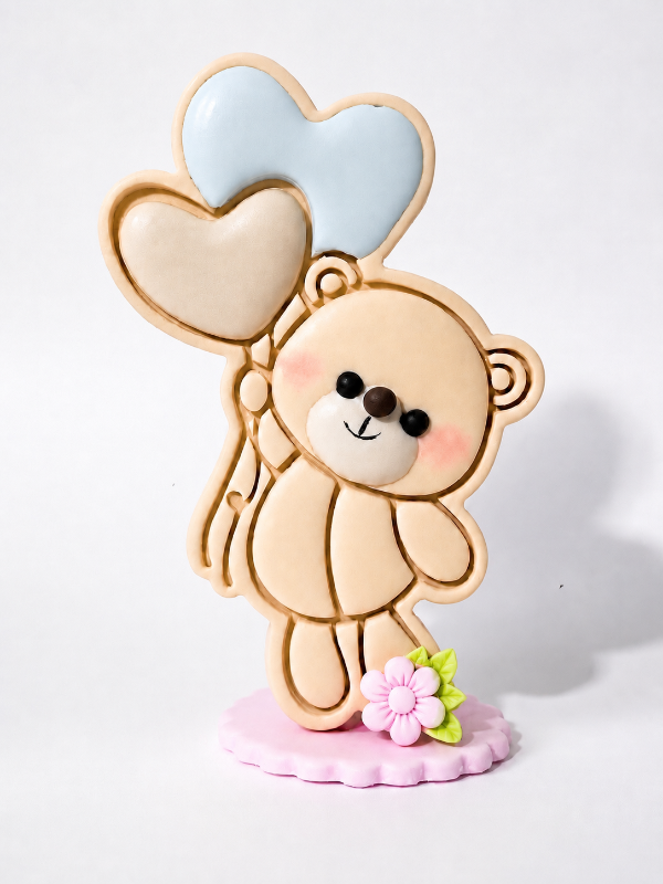 Producto - Osito con soporte globo celeste 12 cm