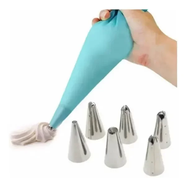 Producto - SET MANGA SILICONA 35CM Y 6 PICOS+CUPLA X1