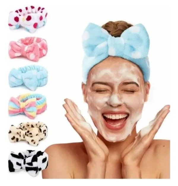 Producto - Vincha de Skincare terciopelo de elástico con Moño