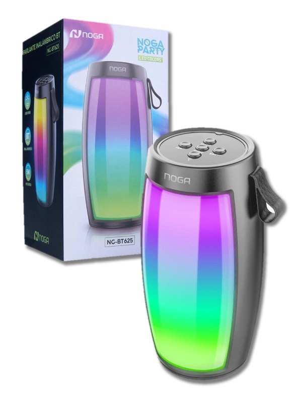 Producto - Parlante Portatil Bluetooth Inalambrico 19cm Leds Tws Noga Bt-625