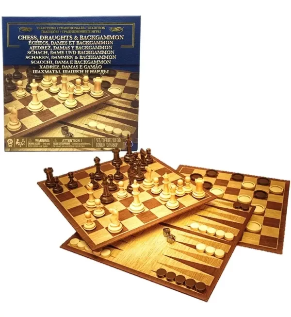 Producto - Juego De Mesa 3 En 1 Ajedrez- Damas- Backgammon Spin Master