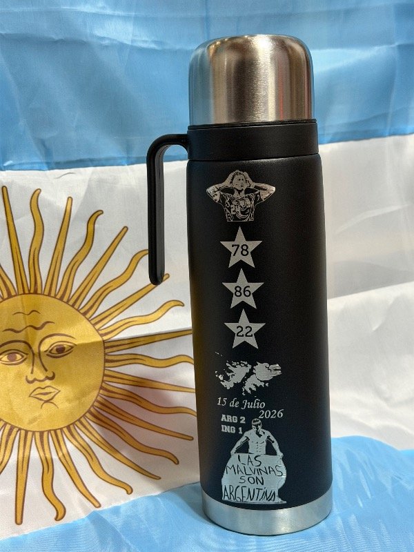 Producto - Termo Malvinas x Selección (TAPA Y BASE PLATEADA)