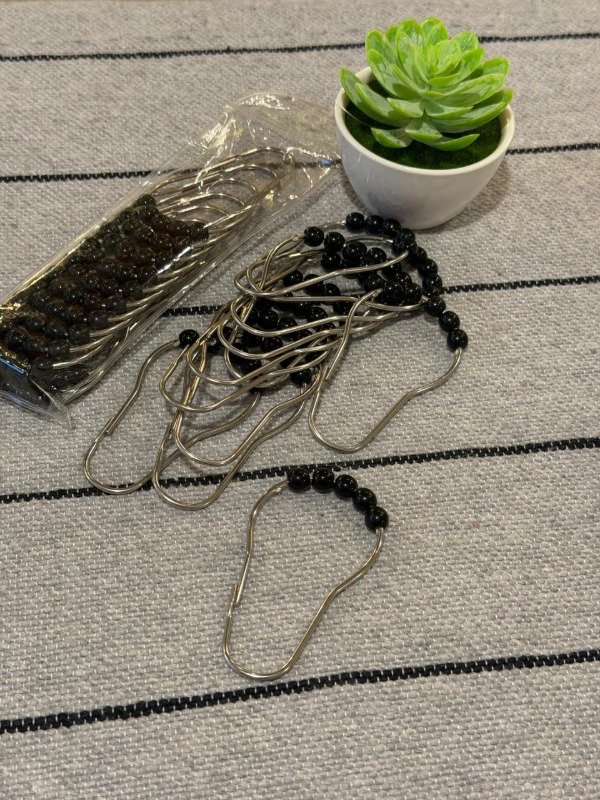 Producto - Ganchos de cortina de baño perlas negra (Efectivo: 7.120)