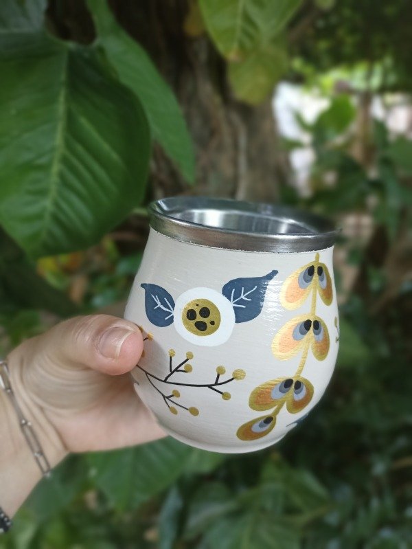 Producto - Mate de acero inoxidable tiza flores blancas - 0