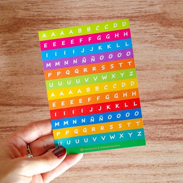 Producto - Plancha de stickers - Letras Color - Abecedario