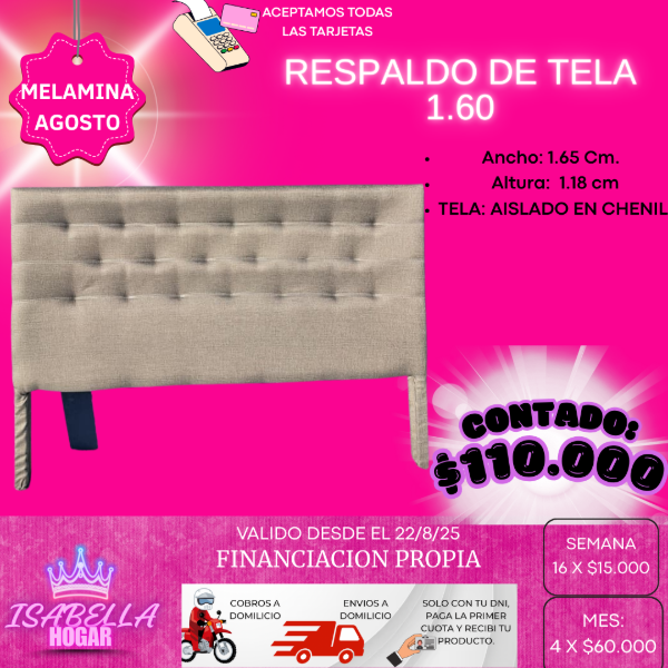 Producto - RESPALDO DE TELA 1.60