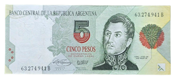 Producto - 5 Pesos Primer Diseño (Fernández - Menem) Bott.3030 Fil.3C XF