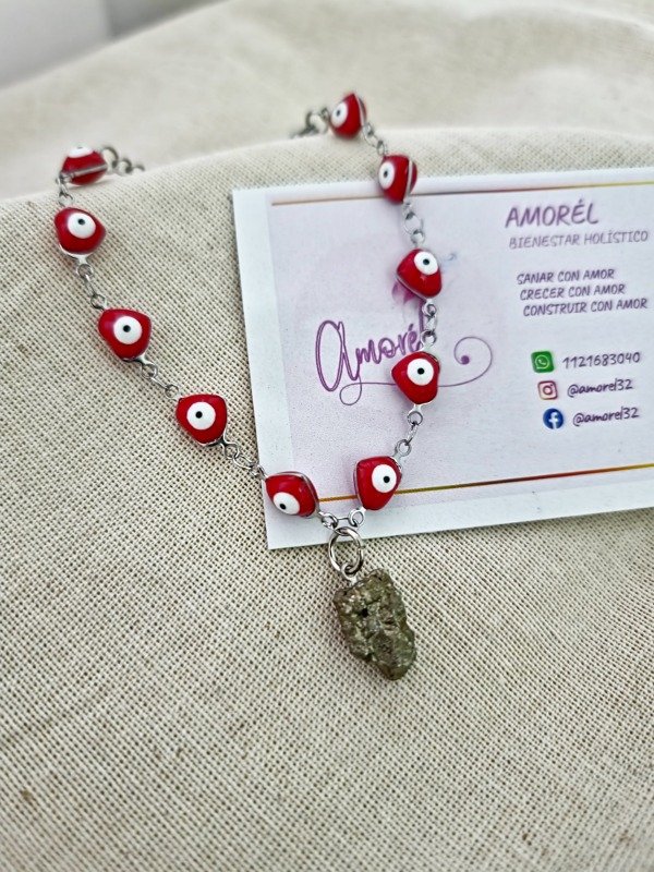 Producto - Pulsera Ojitos corazón y Pirita