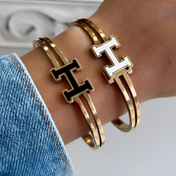 Producto - Pulsera Esclava Hermes Gold Black Waterproof Hipoalergénico
