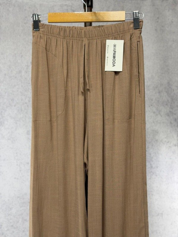 Producto - PANTALON PALAZO BEIGE MITO  LINO ELASTIZADO - 1