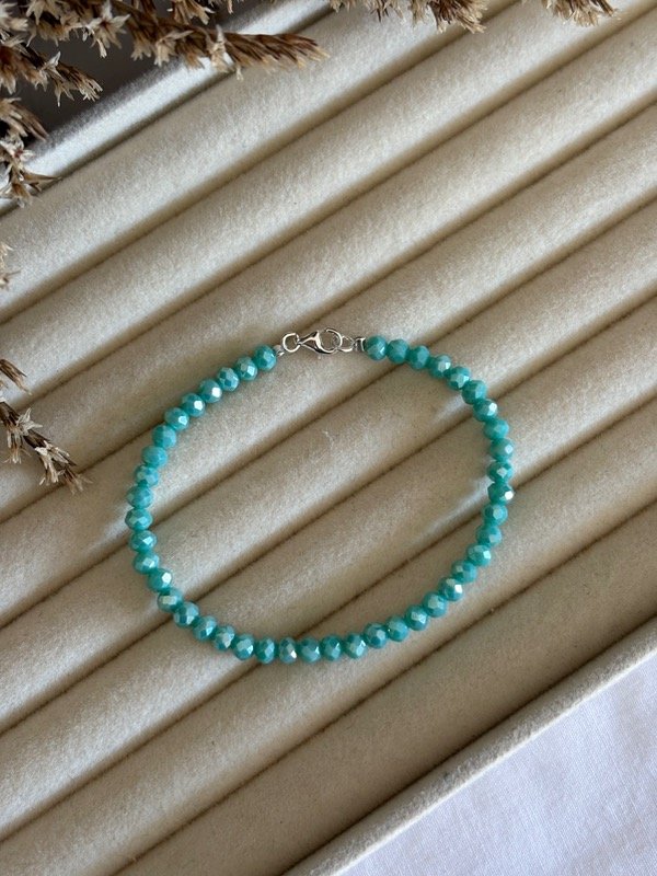 Producto - Pulsera cristal turquesa 18 mm (terminales de Plata 925)