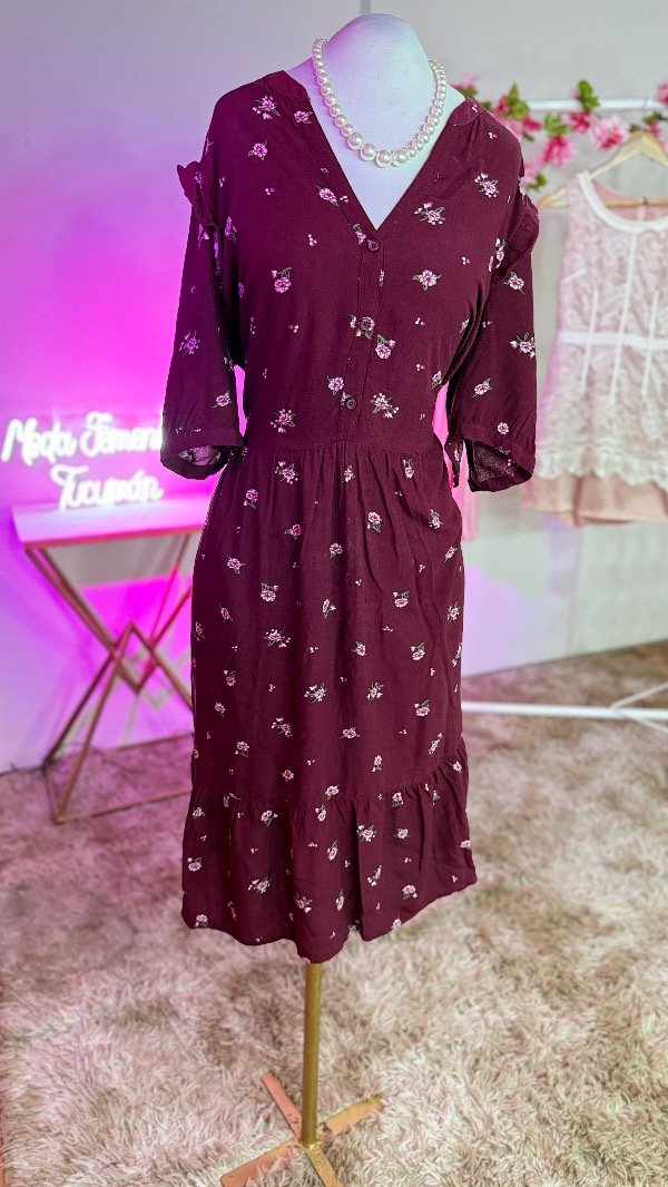 Producto - Vestido bordo flores