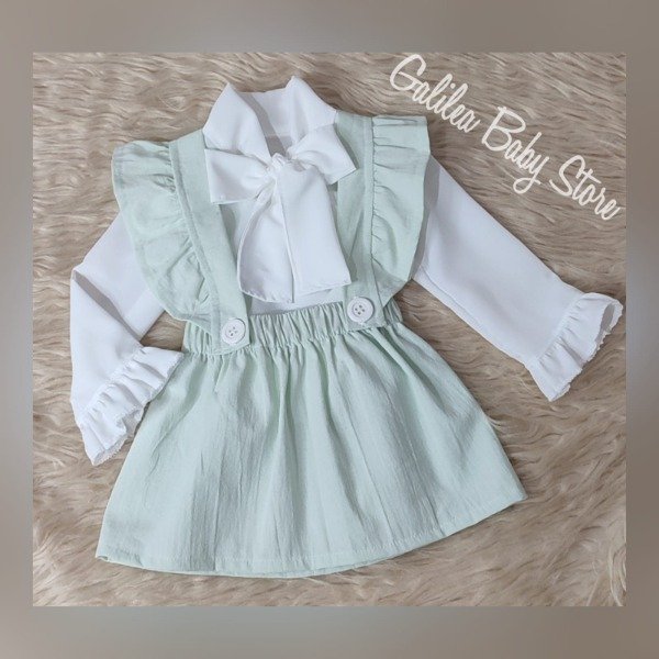 Producto - FALDA CON TIRANTES DE TUSOR EN AQUA