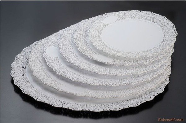 Producto - Bandeja plástica redonda con blonda varias medidas