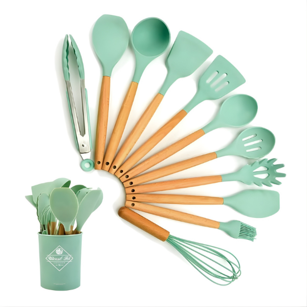 Producto - Set Utensillos X12 con Vaso Verde Agua