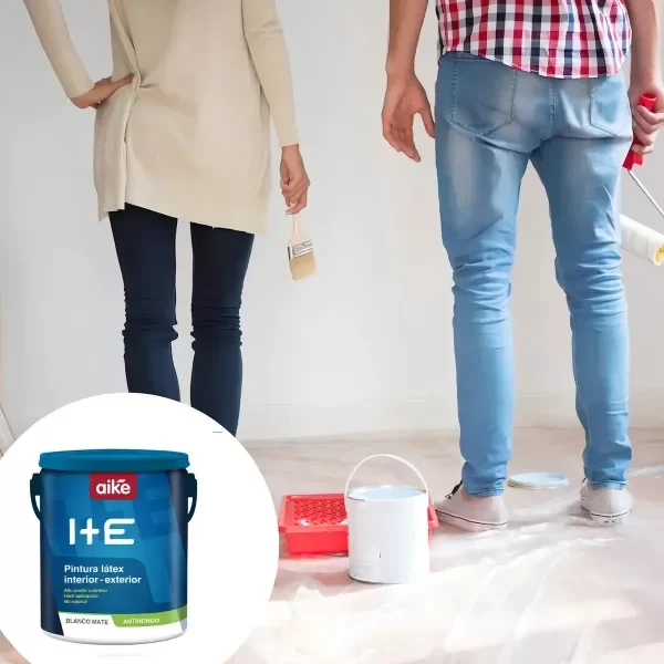 Producto - Pintura Látex Aike Antihongo I + E Color Blanco Acabado Mate 20L