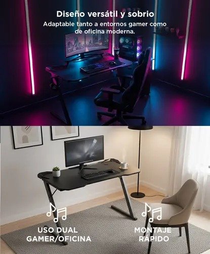 Producto - Escritorio Gamer Fibra De Carbono 110X60X74 Tablero 15 Mm Patas Acero - 4