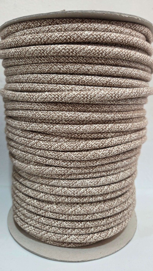 Producto - Cordon de algodón trenzado 6mm MELANGE MARRON Y CRUDO