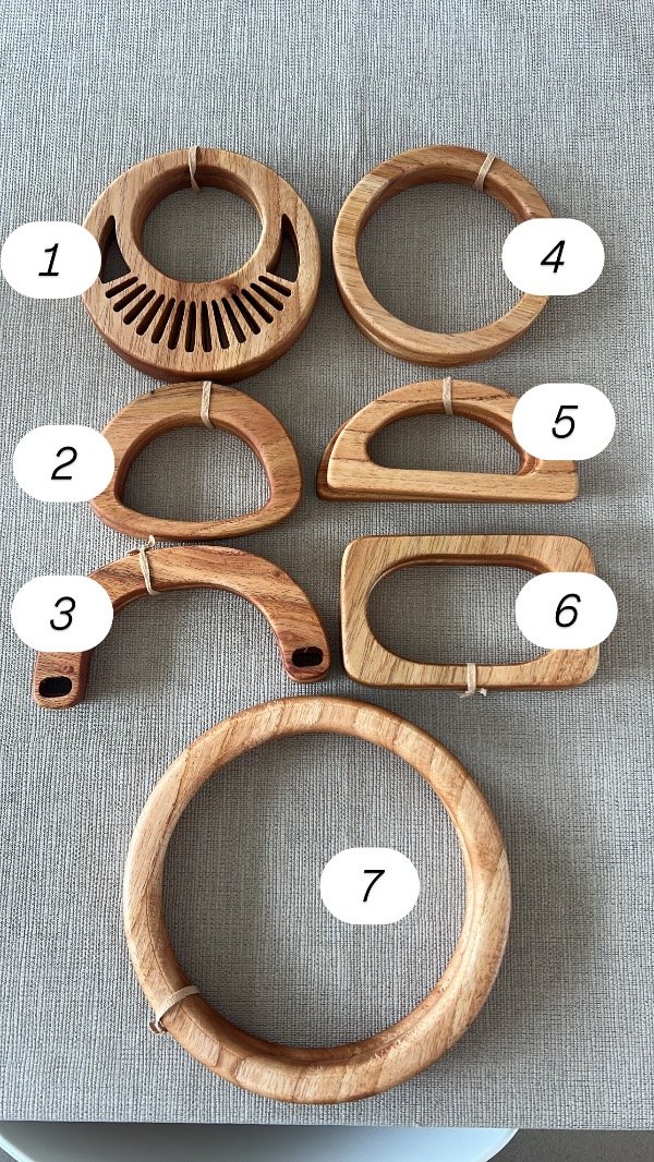 Producto - Par de Asas o manijas para carteras madera paraíso lustrado