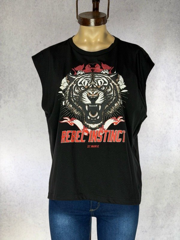 Producto - MUSCULOSA NEGRA REBEL ST MARIE ALGODON