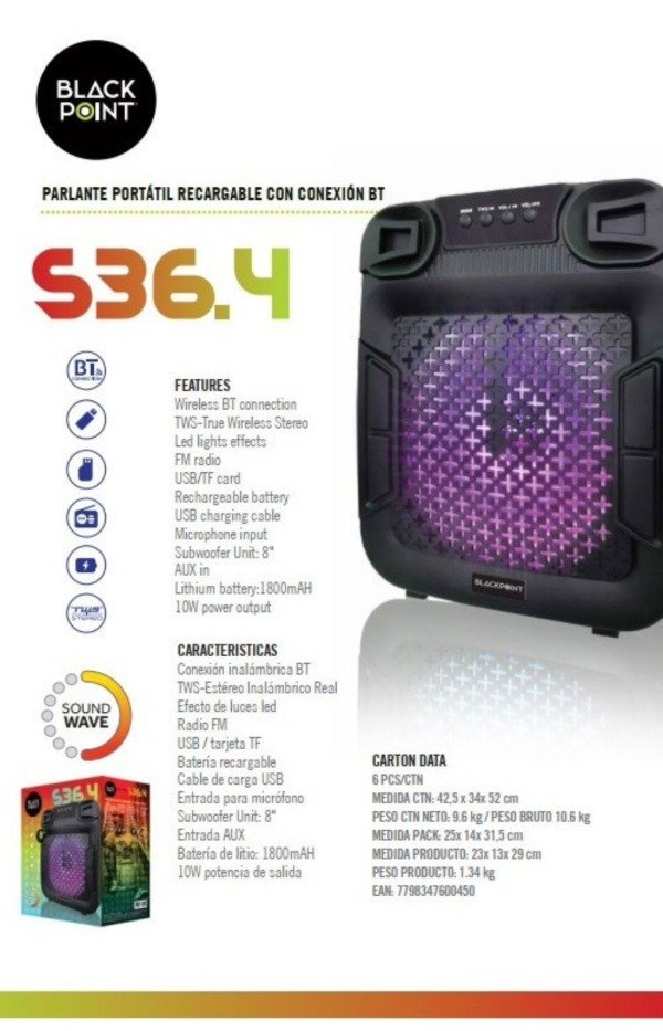 Producto - PARLANTE 8  PULGADAS (BLACK POINT)