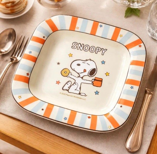 Producto - Plato Hondo Snoopy Cerámica Premium Original Cuadrado Kawaii
